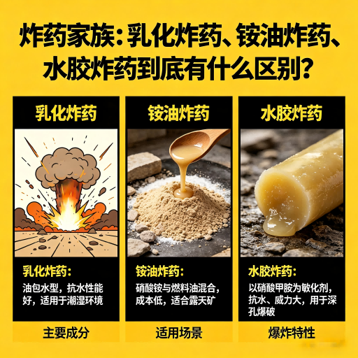 高邮炸药家族：乳化炸药、铵油炸药、水胶炸药到底有什么区别？